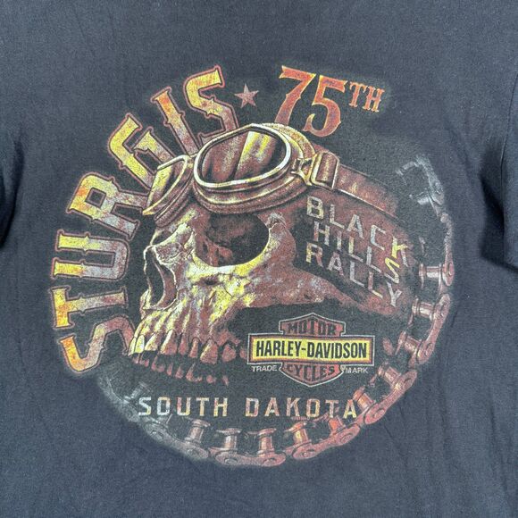 Harley-Davidson Other - Harley Davidson T Shirt Mens Size Large Black Sturgis 75th Hill City SD Skull